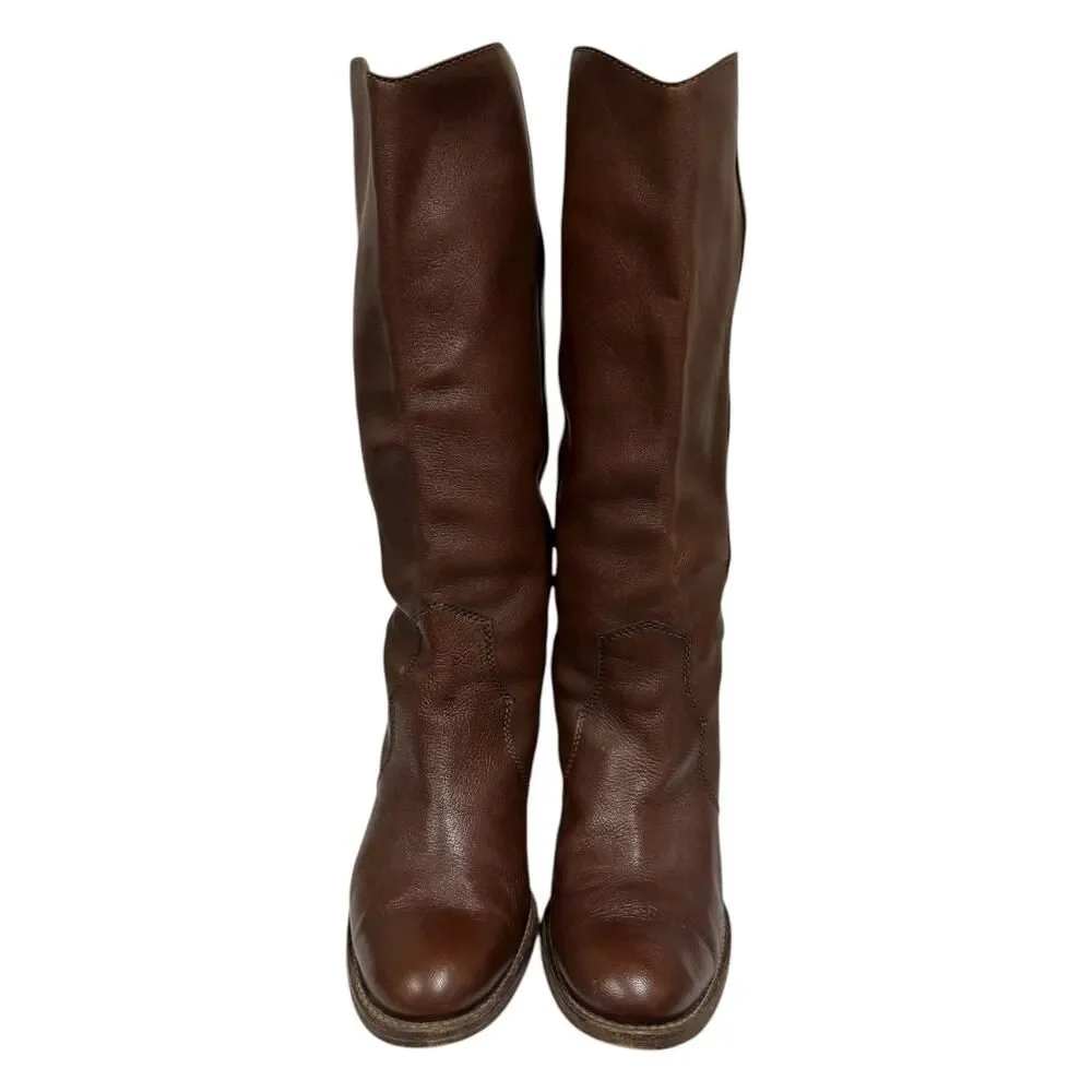 KORS Michael Kors Women’s Brown Leather Heeled Knee High Boots 8